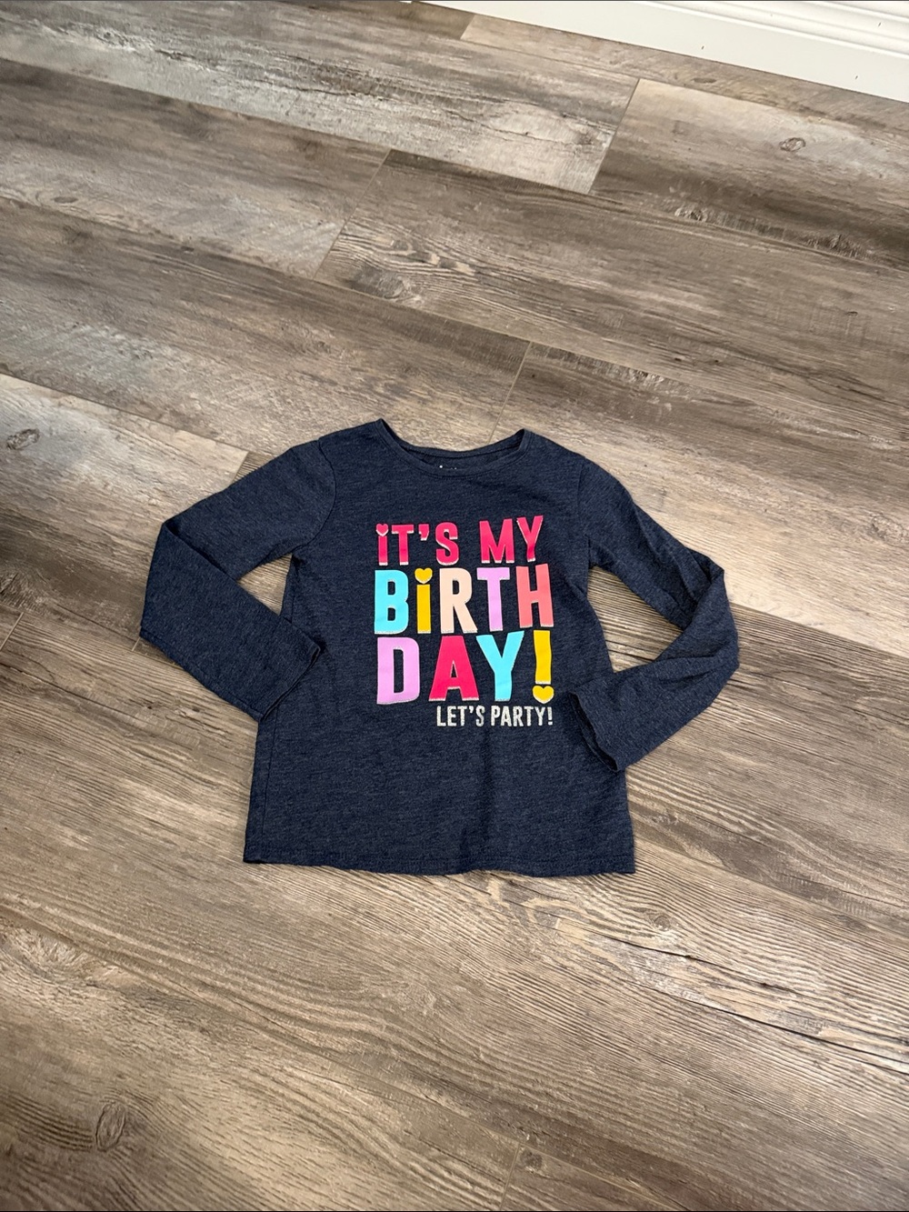 Garanimals Navy Long Sleeve Tee with Bright Birthday Graphic